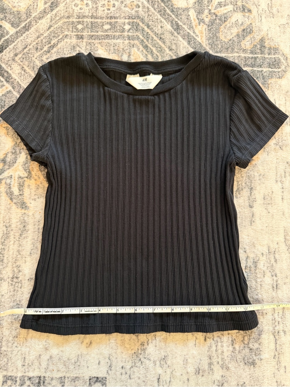 H&M Girl’s Black Ribbed Crewneck Short Sleeve Tee
